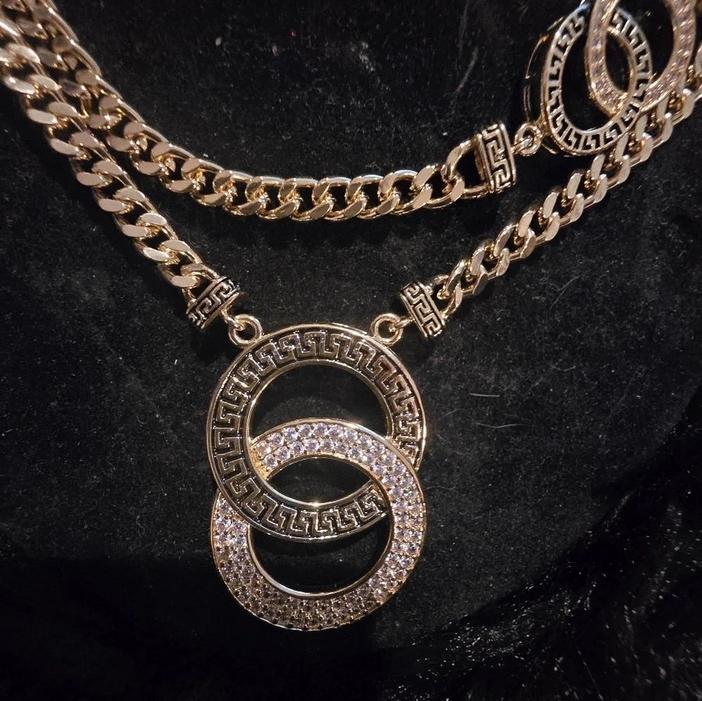 Elegant 21kgp Dubai Jewelry  Gold Necklace and Ring Set